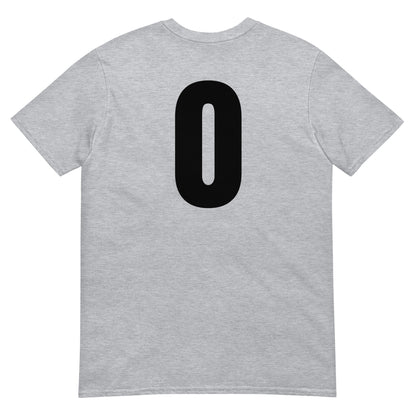 Numero 0 selässä t-paita