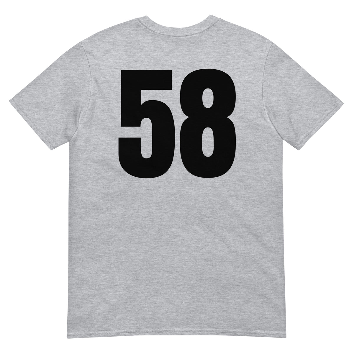 Numero 58 selässä t-paita