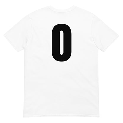 Numero 0 selässä t-paita