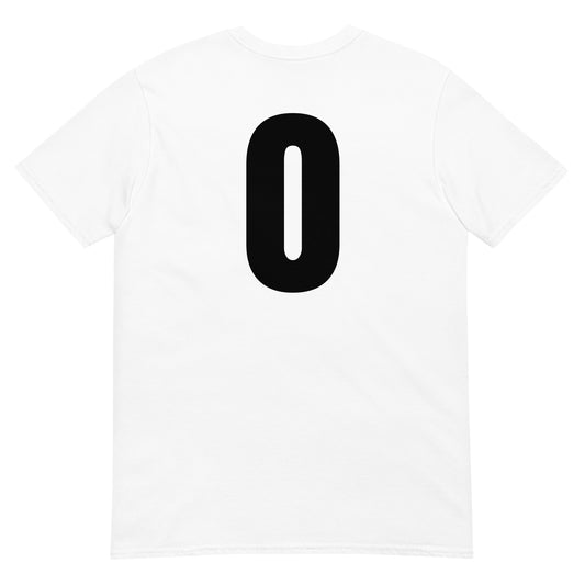 Numero 0 selässä t-paita