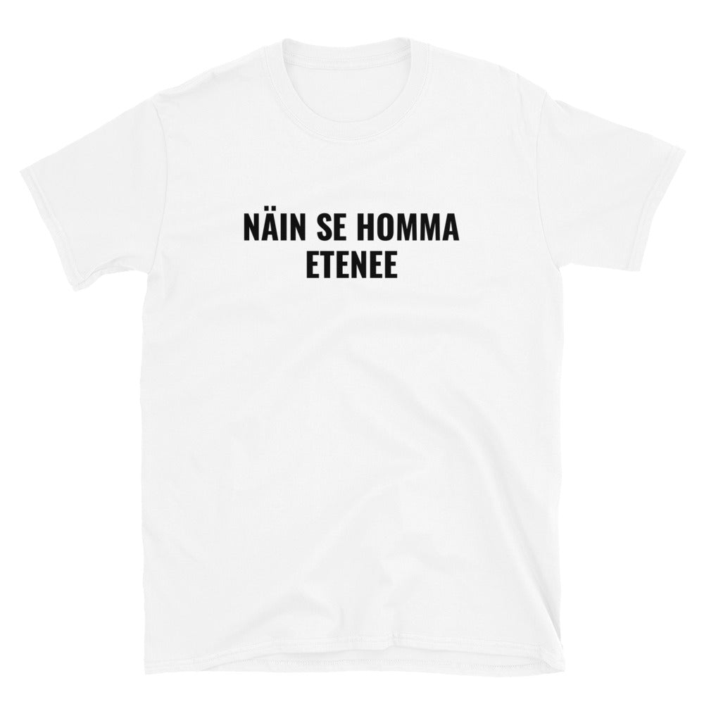 Näin se homma etenee t-paita